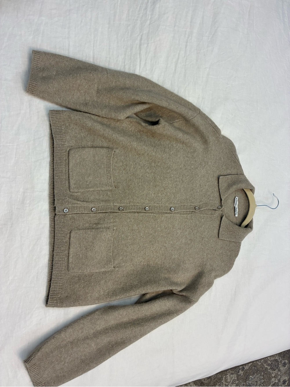 Abercrombie & Fitch Women's Button-Up Collared Cardigan in Beige